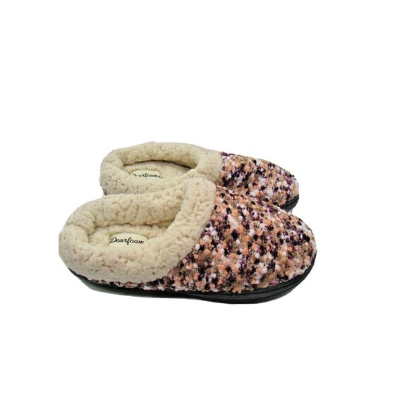 Womens Chunky Textured  Slippers Sm 5-6 Lined Multi Color Back Slide Dream Foams - Picture 2 of 10